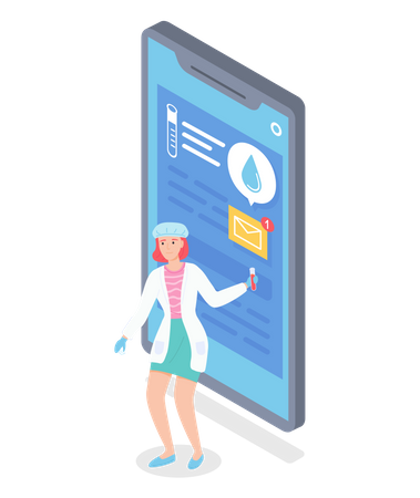 Laboratory assistant chat with patient online  Illustration