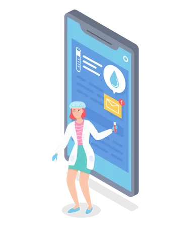 Laboratory assistant chat with patient online  Illustration