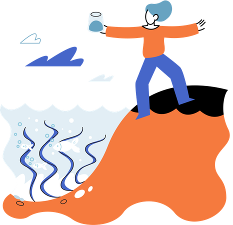 Laboratory assistant conducts experiments with water source  Illustration