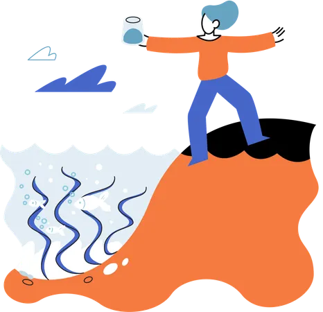 Laboratory assistant conducts experiments with water source  Illustration