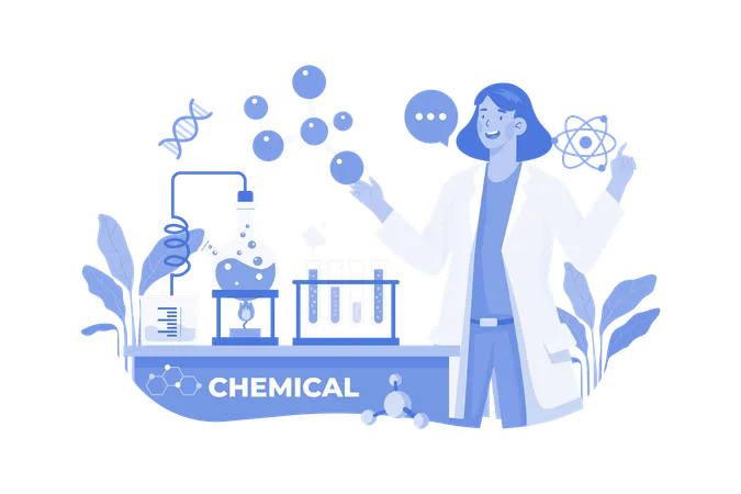 Laboratory Assistant Doing Chemical Tests  Illustration