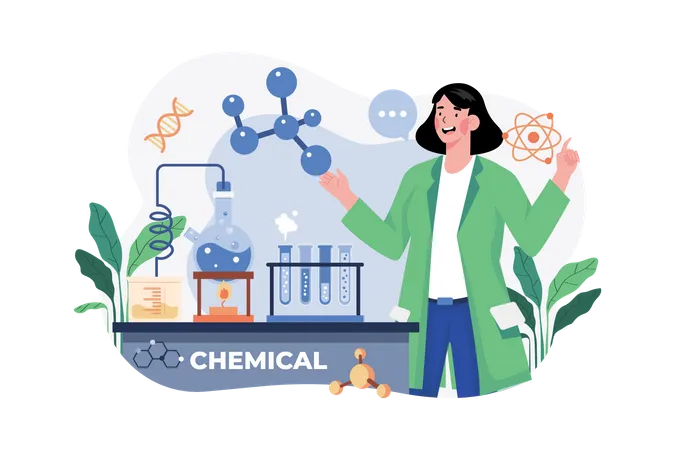Laboratory assistant doing chemical tests Illustration