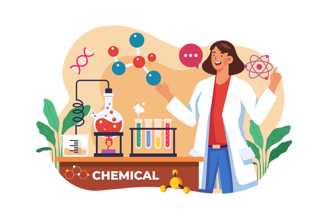 Laboratory assistant doing chemical tests  Illustration