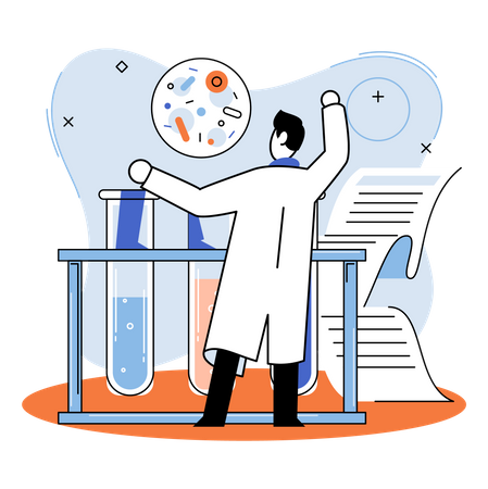 Laboratory assistant experiment on diagnostic  Illustration