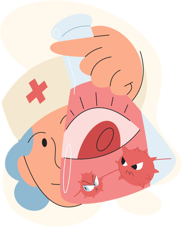 Laboratory assistant with test tube doing research on virus  Illustration