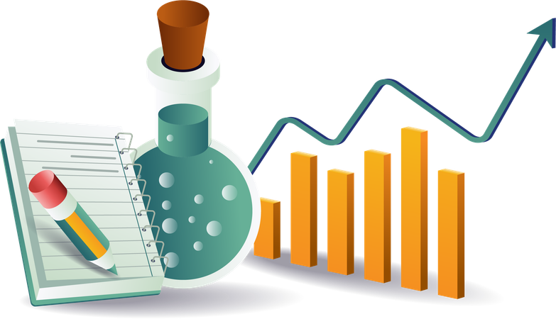 Laboratory bottle and experiment analysis  Illustration