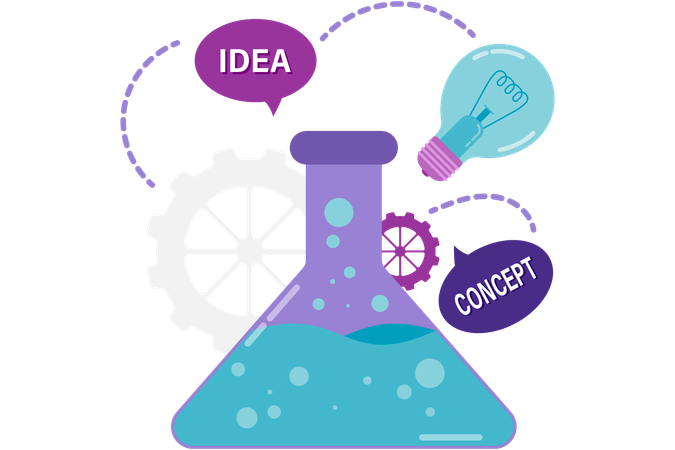 Laboratory flash with gear  Illustration