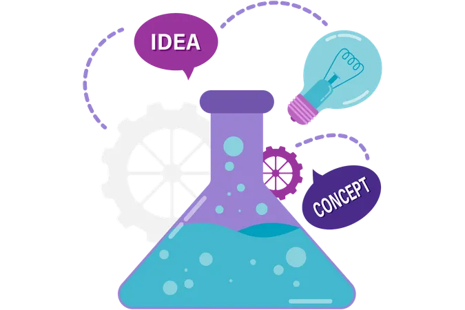 Laboratory flash with gear  Illustration