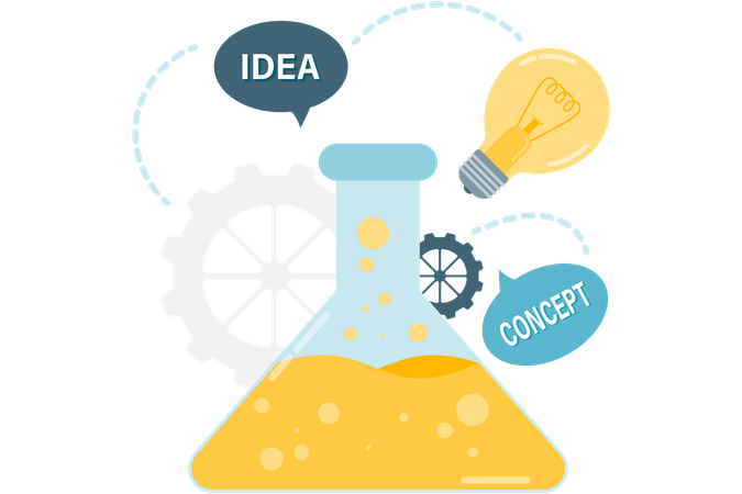 Laboratory flash with gear  Illustration