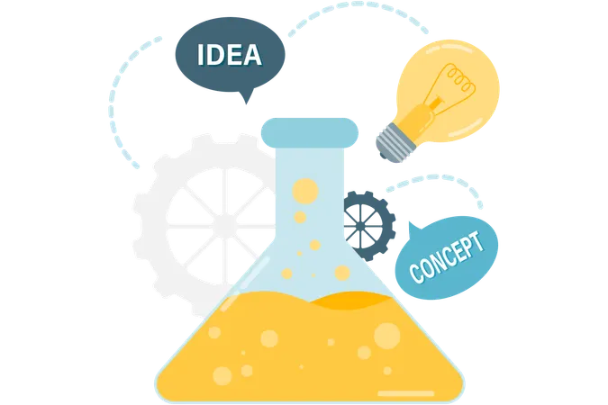 Laboratory flash with gear  Illustration