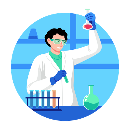 Laboratory professor examines drug  Illustration