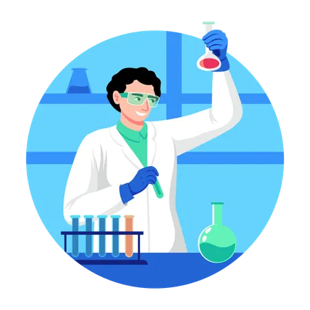 Laboratory professor examines drug  Illustration