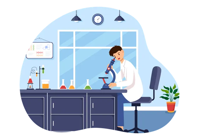 Vector Illustration Of A Laboratory Conducting Scientific Research Experimentation And Measurement In A Flat Cartoon Style Background Illustration