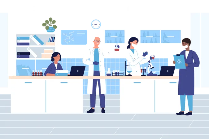 Laboratory scientists doing research  Illustration