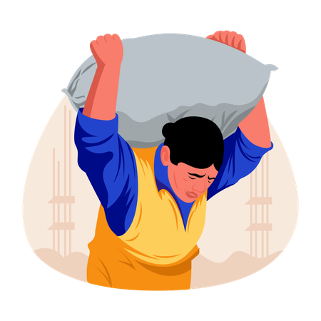Labour carrying cement sack  Illustration