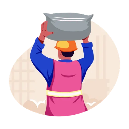 Labour carrying cement sack  Illustration