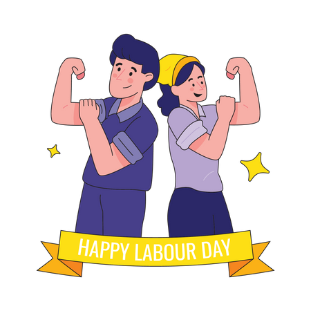 Labour Day Boy and Girl Worker  Illustration