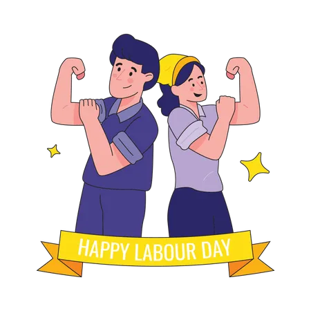 Labour Day Boy and Girl Worker  Illustration