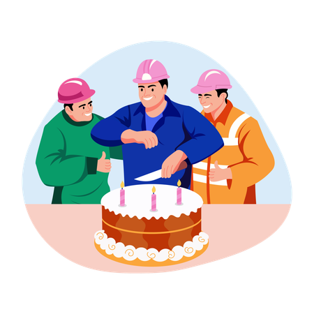 Labours cake cutting celebration  Illustration