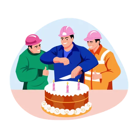 Labours cake cutting celebration  Illustration