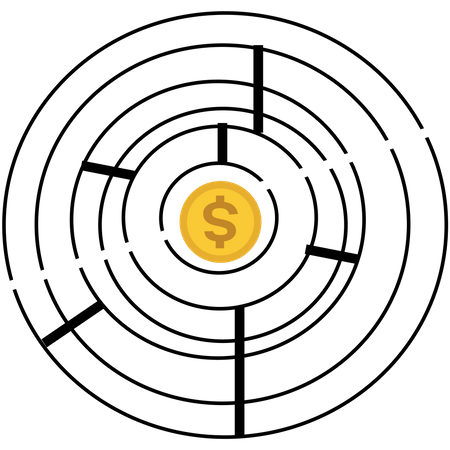 Labyrinth with a dollar coin  Illustration