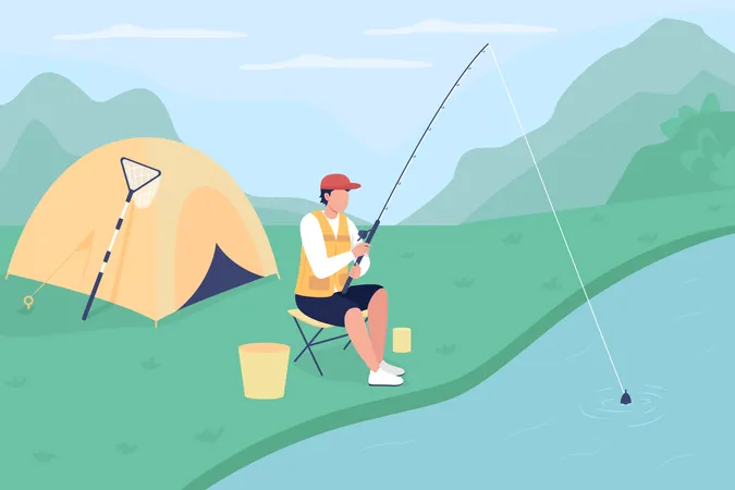 Pêche en lac  Illustration
