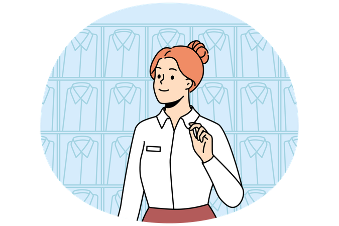 Lächelnde Beraterin arbeitet in einer Herrenmode-Boutique  Illustration