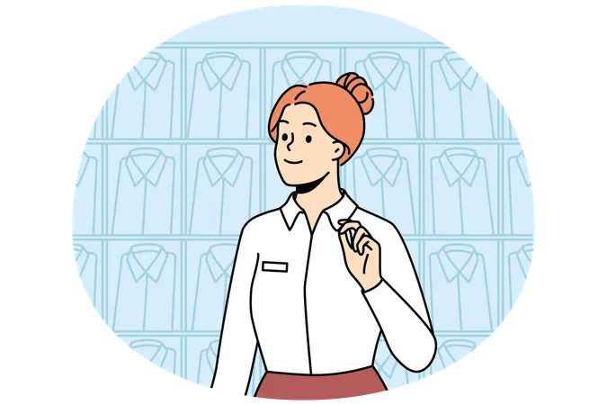 Lächelnde Beraterin arbeitet in einer Herrenmode-Boutique  Illustration