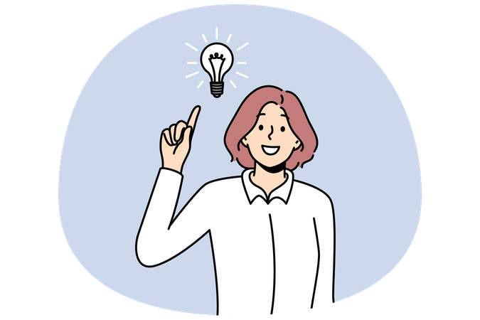 Lächelnde Frau bringt gute Idee hervor  Illustration