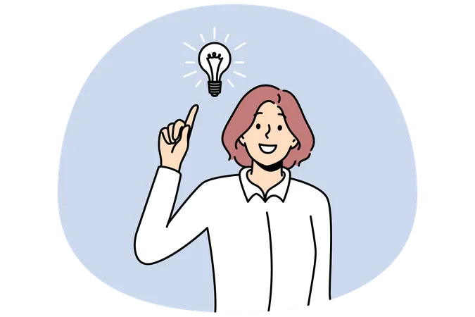 Lächelnde Frau bringt gute Idee hervor  Illustration