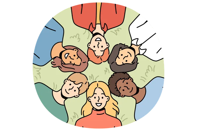 Lächelnde Menschen entspannen gemeinsam im Park  Illustration