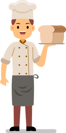 Lächelnder Koch hält Brot  Illustration