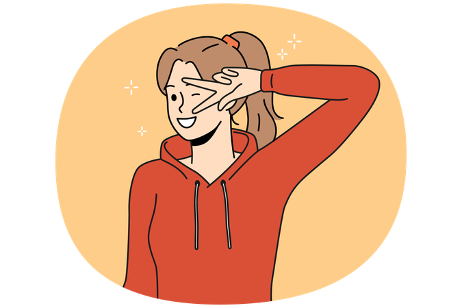 Lächelnder Teenager zeigt Handbewegung  Illustration