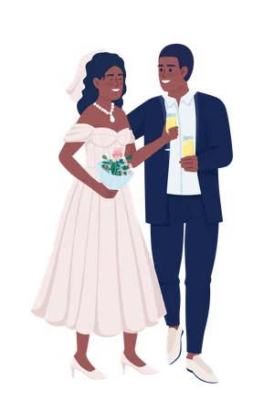 Lächelndes Ehepaar feiert Hochzeit  Illustration