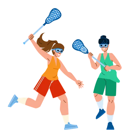 Mujer deportiva lacrosse  Ilustración