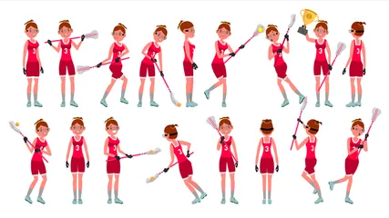 Lacrosse-Spielerin Illustrationspack