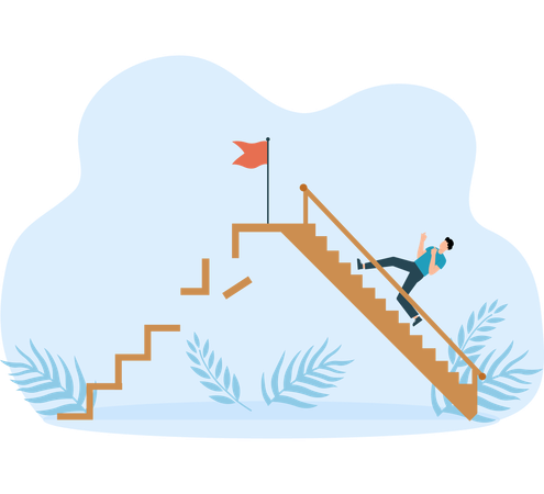 Ladder different ways and competition for business success  Illustration