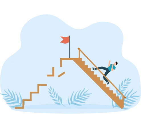 Ladder different ways and competition for business success  Illustration