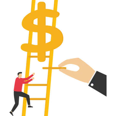 Money Ladder To Achieve Financial Goal Business Support To Reach Investment Target Or Wealth Planning Strategy Concept Illustration