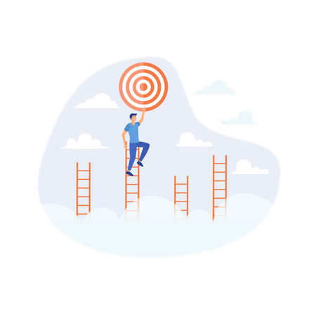 Ladder of success to reach goal or target  Illustration