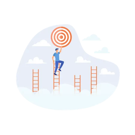 Ladder of success to reach goal or target  Illustration