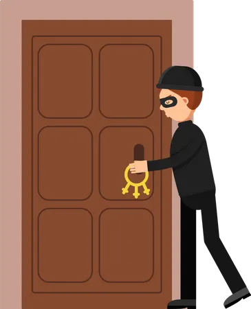 Ladrão invadindo casa  Ilustração