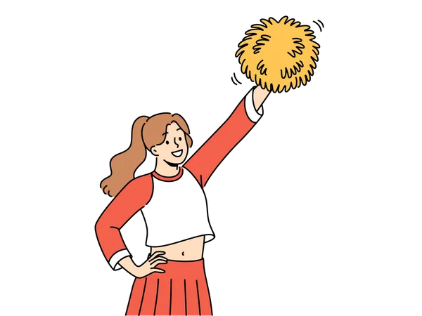 Lady acts as cheer girl  Illustration