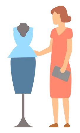 Lady chooses dress or skirt  Illustration