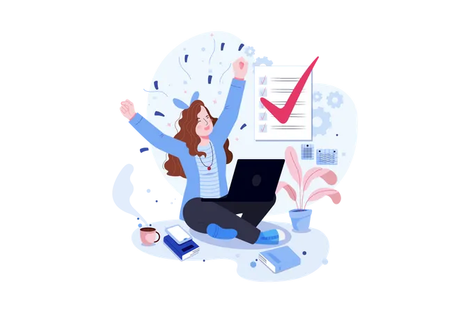 Lady Completed all of her business Tasks  Illustration