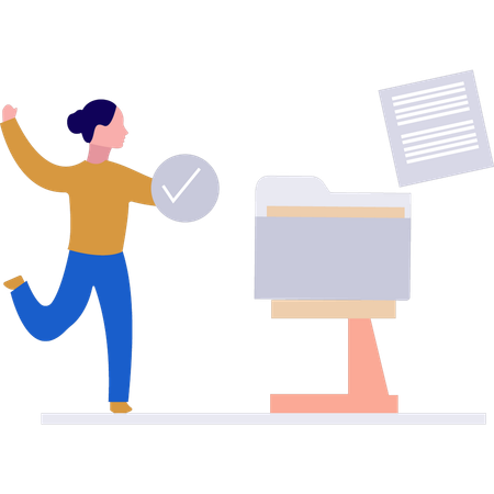 Lady completing folder management records  Illustration