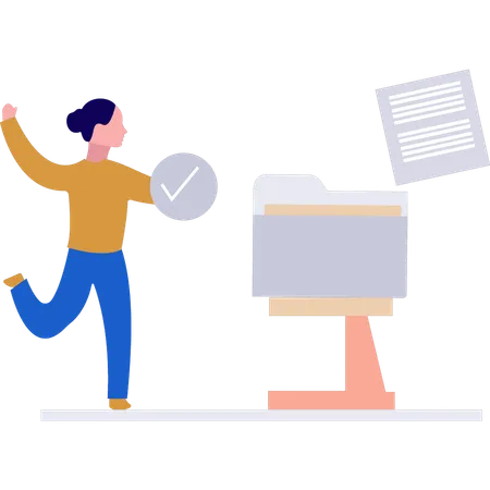 Lady completing folder management records  Illustration