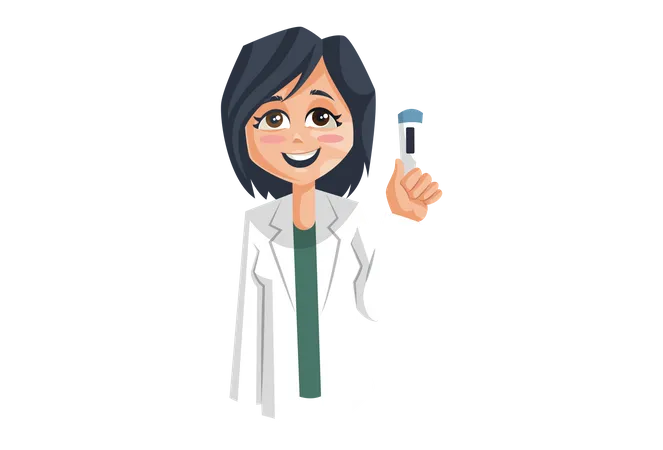 Lady Doctor holding digital thermometer Illustration