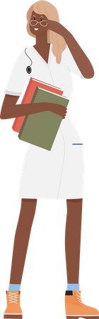 Lady doctor with books  Illustration
