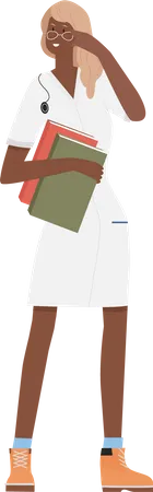 Lady doctor with books  Illustration